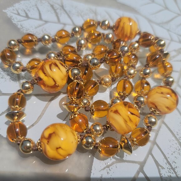 Vintage Murano Necklace Bracelet Earrings Set 24" Beaded Swirl - Picture 17 of 17